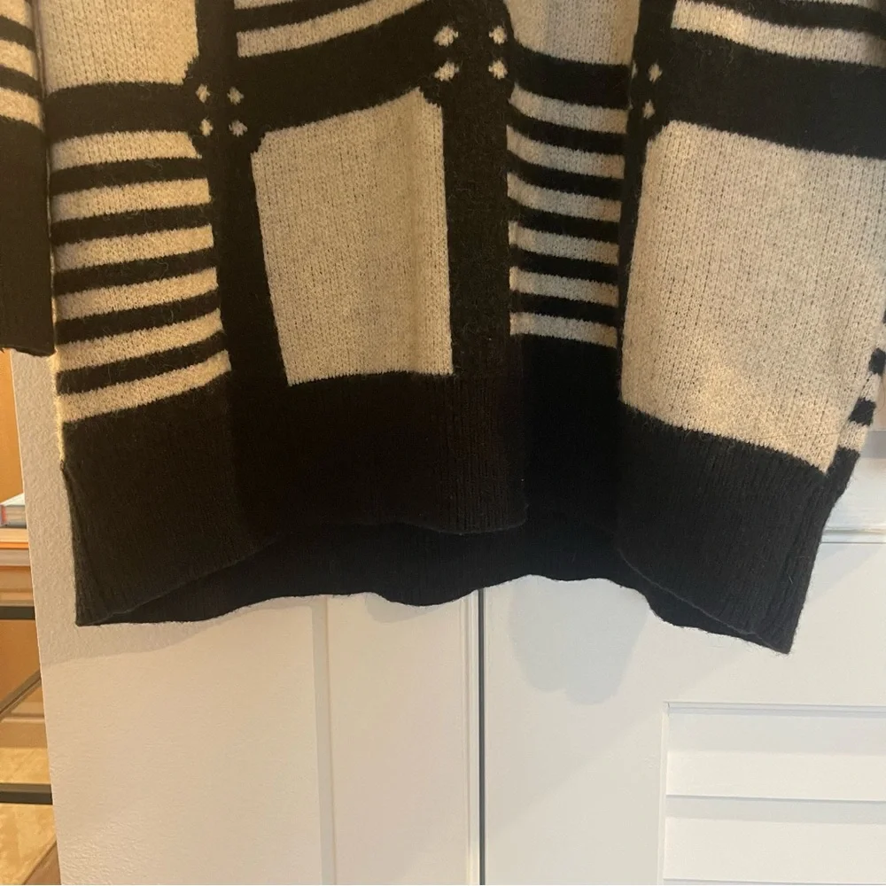 12th Tribe Black and Cream Geometric Crewneck Sweater